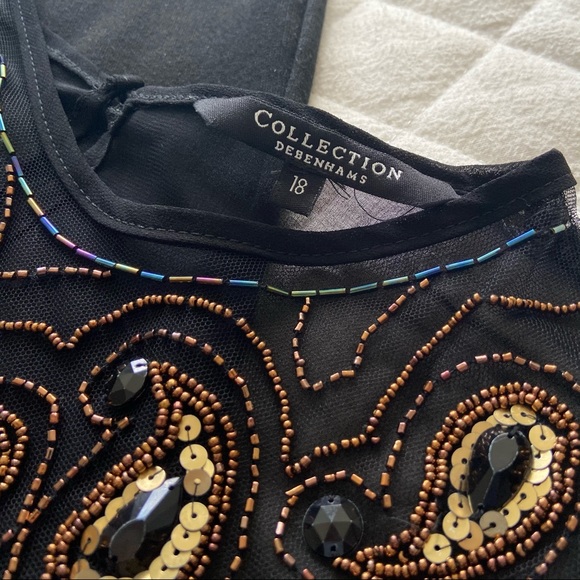 Debenhams Collection, Black Embellished Midi Dress - Picture 7 of 11